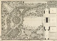 An illustration from Plans des plus beaux jardins pittoresques de France, d'Angleterre et d'Allemagne et des édifices, monumens, fabriques, etc. qui concurrent à leur embellissement, dans tous les genres d'architecture, tels que chinois, égyptien, anglais, arabe, moresque, etc. = Plans of the most beautiful picturesque gardens in France, England and Germany, and of the edifices, monuments, fabrics, etc., which contribute to their embellishment, of every kind of architecture, such as Chinese, Egyptian, English, Arabian, Moorish, etc. = Plaene der schoensten und malerischten Gaerten Frankreichs, Englands und Deutschlands ... : dédiés aux architectes et aux amateurs (1809)
