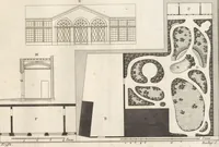 An illustration from Plans des plus beaux jardins pittoresques de France, d'Angleterre et d'Allemagne et des édifices, monumens, fabriques, etc. qui concurrent à leur embellissement, dans tous les genres d'architecture, tels que chinois, égyptien, anglais, arabe, moresque, etc. = Plans of the most beautiful picturesque gardens in France, England and Germany, and of the edifices, monuments, fabrics, etc., which contribute to their embellishment, of every kind of architecture, such as Chinese, Egyptian, English, Arabian, Moorish, etc. = Plaene der schoensten und malerischten Gaerten Frankreichs, Englands und Deutschlands ... : dédiés aux architectes et aux amateurs (1809)