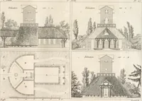 An illustration from Plans des plus beaux jardins pittoresques de France, d'Angleterre et d'Allemagne et des édifices, monumens, fabriques, etc. qui concurrent à leur embellissement, dans tous les genres d'architecture, tels que chinois, égyptien, anglais, arabe, moresque, etc. = Plans of the most beautiful picturesque gardens in France, England and Germany, and of the edifices, monuments, fabrics, etc., which contribute to their embellishment, of every kind of architecture, such as Chinese, Egyptian, English, Arabian, Moorish, etc. = Plaene der schoensten und malerischten Gaerten Frankreichs, Englands und Deutschlands ... : dédiés aux architectes et aux amateurs (1809)