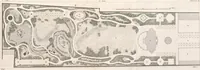 An illustration from Plans des plus beaux jardins pittoresques de France, d'Angleterre et d'Allemagne et des édifices, monumens, fabriques, etc. qui concurrent à leur embellissement, dans tous les genres d'architecture, tels que chinois, égyptien, anglais, arabe, moresque, etc. = Plans of the most beautiful picturesque gardens in France, England and Germany, and of the edifices, monuments, fabrics, etc., which contribute to their embellishment, of every kind of architecture, such as Chinese, Egyptian, English, Arabian, Moorish, etc. = Plaene der schoensten und malerischten Gaerten Frankreichs, Englands und Deutschlands ... : dédiés aux architectes et aux amateurs (1809)