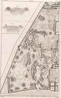 An illustration from Plans des plus beaux jardins pittoresques de France, d'Angleterre et d'Allemagne et des édifices, monumens, fabriques, etc. qui concurrent à leur embellissement, dans tous les genres d'architecture, tels que chinois, égyptien, anglais, arabe, moresque, etc. = Plans of the most beautiful picturesque gardens in France, England and Germany, and of the edifices, monuments, fabrics, etc., which contribute to their embellishment, of every kind of architecture, such as Chinese, Egyptian, English, Arabian, Moorish, etc. = Plaene der schoensten und malerischten Gaerten Frankreichs, Englands und Deutschlands ... : dédiés aux architectes et aux amateurs (1809)