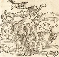 An illustration from Prodigiorvm ac ostentorvm chronicon : quae praeter naturae ordinem, motum, et operationem, et in svperioribus & his inferioribus mundi regionibus, ab exordio mundi usque ad haec nostra tempora, acciderunt ... (1557)