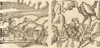 An illustration from Prodigiorvm ac ostentorvm chronicon : quae praeter naturae ordinem, motum, et operationem, et in svperioribus & his inferioribus mundi regionibus, ab exordio mundi usque ad haec nostra tempora, acciderunt ... (1557)