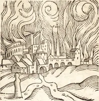 An illustration from Prodigiorvm ac ostentorvm chronicon : quae praeter naturae ordinem, motum, et operationem, et in svperioribus & his inferioribus mundi regionibus, ab exordio mundi usque ad haec nostra tempora, acciderunt ... (1557)