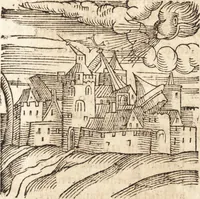 An illustration from Prodigiorvm ac ostentorvm chronicon : quae praeter naturae ordinem, motum, et operationem, et in svperioribus & his inferioribus mundi regionibus, ab exordio mundi usque ad haec nostra tempora, acciderunt ... (1557)