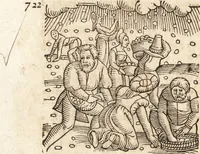 An illustration from Prodigiorvm ac ostentorvm chronicon : quae praeter naturae ordinem, motum, et operationem, et in svperioribus & his inferioribus mundi regionibus, ab exordio mundi usque ad haec nostra tempora, acciderunt ... (1557)