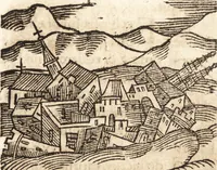 An illustration from Prodigiorvm ac ostentorvm chronicon : quae praeter naturae ordinem, motum, et operationem, et in svperioribus & his inferioribus mundi regionibus, ab exordio mundi usque ad haec nostra tempora, acciderunt ... (1557)