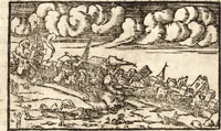An illustration from Prodigiorvm ac ostentorvm chronicon : quae praeter naturae ordinem, motum, et operationem, et in svperioribus & his inferioribus mundi regionibus, ab exordio mundi usque ad haec nostra tempora, acciderunt ... (1557)