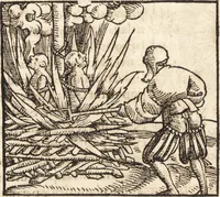 An illustration from Prodigiorvm ac ostentorvm chronicon : quae praeter naturae ordinem, motum, et operationem, et in svperioribus & his inferioribus mundi regionibus, ab exordio mundi usque ad haec nostra tempora, acciderunt ... (1557)