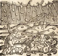 An illustration from Prodigiorvm ac ostentorvm chronicon : quae praeter naturae ordinem, motum, et operationem, et in svperioribus & his inferioribus mundi regionibus, ab exordio mundi usque ad haec nostra tempora, acciderunt ... (1557)