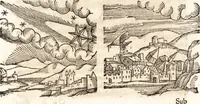 An illustration from Prodigiorvm ac ostentorvm chronicon : quae praeter naturae ordinem, motum, et operationem, et in svperioribus & his inferioribus mundi regionibus, ab exordio mundi usque ad haec nostra tempora, acciderunt ... (1557)