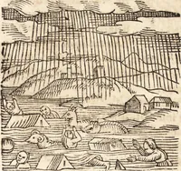 An illustration from Prodigiorvm ac ostentorvm chronicon : quae praeter naturae ordinem, motum, et operationem, et in svperioribus & his inferioribus mundi regionibus, ab exordio mundi usque ad haec nostra tempora, acciderunt ... (1557)