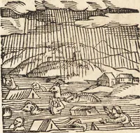 An illustration from Prodigiorvm ac ostentorvm chronicon : quae praeter naturae ordinem, motum, et operationem, et in svperioribus & his inferioribus mundi regionibus, ab exordio mundi usque ad haec nostra tempora, acciderunt ... (1557)