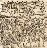 An illustration from Prodigiorvm ac ostentorvm chronicon : quae praeter naturae ordinem, motum, et operationem, et in svperioribus & his inferioribus mundi regionibus, ab exordio mundi usque ad haec nostra tempora, acciderunt ... (1557)