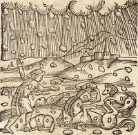 An illustration from Prodigiorvm ac ostentorvm chronicon : quae praeter naturae ordinem, motum, et operationem, et in svperioribus & his inferioribus mundi regionibus, ab exordio mundi usque ad haec nostra tempora, acciderunt ... (1557)