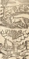 An illustration from Prodigiorvm ac ostentorvm chronicon : quae praeter naturae ordinem, motum, et operationem, et in svperioribus & his inferioribus mundi regionibus, ab exordio mundi usque ad haec nostra tempora, acciderunt ... (1557)
