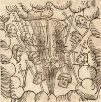 An illustration from Prodigiorvm ac ostentorvm chronicon : quae praeter naturae ordinem, motum, et operationem, et in svperioribus & his inferioribus mundi regionibus, ab exordio mundi usque ad haec nostra tempora, acciderunt ... (1557)