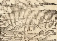 An illustration from Prodigiorvm ac ostentorvm chronicon : quae praeter naturae ordinem, motum, et operationem, et in svperioribus & his inferioribus mundi regionibus, ab exordio mundi usque ad haec nostra tempora, acciderunt ... (1557)