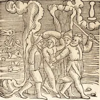 An illustration from Prodigiorvm ac ostentorvm chronicon : quae praeter naturae ordinem, motum, et operationem, et in svperioribus & his inferioribus mundi regionibus, ab exordio mundi usque ad haec nostra tempora, acciderunt ... (1557)