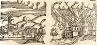 An illustration from Prodigiorvm ac ostentorvm chronicon : quae praeter naturae ordinem, motum, et operationem, et in svperioribus & his inferioribus mundi regionibus, ab exordio mundi usque ad haec nostra tempora, acciderunt ... (1557)