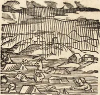 An illustration from Prodigiorvm ac ostentorvm chronicon : quae praeter naturae ordinem, motum, et operationem, et in svperioribus & his inferioribus mundi regionibus, ab exordio mundi usque ad haec nostra tempora, acciderunt ... (1557)