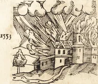 An illustration from Prodigiorvm ac ostentorvm chronicon : quae praeter naturae ordinem, motum, et operationem, et in svperioribus & his inferioribus mundi regionibus, ab exordio mundi usque ad haec nostra tempora, acciderunt ... (1557)