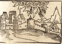 An illustration from Prodigiorvm ac ostentorvm chronicon : quae praeter naturae ordinem, motum, et operationem, et in svperioribus & his inferioribus mundi regionibus, ab exordio mundi usque ad haec nostra tempora, acciderunt ... (1557)
