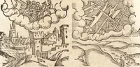 An illustration from Prodigiorvm ac ostentorvm chronicon : quae praeter naturae ordinem, motum, et operationem, et in svperioribus & his inferioribus mundi regionibus, ab exordio mundi usque ad haec nostra tempora, acciderunt ... (1557)