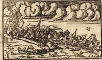 An illustration from Prodigiorvm ac ostentorvm chronicon : quae praeter naturae ordinem, motum, et operationem, et in svperioribus & his inferioribus mundi regionibus, ab exordio mundi usque ad haec nostra tempora, acciderunt ... (1557)