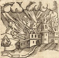 An illustration from Prodigiorvm ac ostentorvm chronicon : quae praeter naturae ordinem, motum, et operationem, et in svperioribus & his inferioribus mundi regionibus, ab exordio mundi usque ad haec nostra tempora, acciderunt ... (1557)