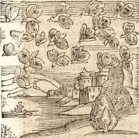 An illustration from Prodigiorvm ac ostentorvm chronicon : quae praeter naturae ordinem, motum, et operationem, et in svperioribus & his inferioribus mundi regionibus, ab exordio mundi usque ad haec nostra tempora, acciderunt ... (1557)