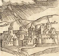 An illustration from Prodigiorvm ac ostentorvm chronicon : quae praeter naturae ordinem, motum, et operationem, et in svperioribus & his inferioribus mundi regionibus, ab exordio mundi usque ad haec nostra tempora, acciderunt ... (1557)