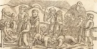 An illustration from Prodigiorvm ac ostentorvm chronicon : quae praeter naturae ordinem, motum, et operationem, et in svperioribus & his inferioribus mundi regionibus, ab exordio mundi usque ad haec nostra tempora, acciderunt ... (1557)