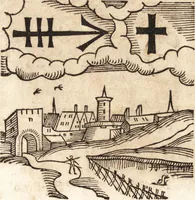 An illustration from Prodigiorvm ac ostentorvm chronicon : quae praeter naturae ordinem, motum, et operationem, et in svperioribus & his inferioribus mundi regionibus, ab exordio mundi usque ad haec nostra tempora, acciderunt ... (1557)