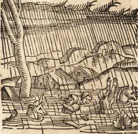 An illustration from Prodigiorvm ac ostentorvm chronicon : quae praeter naturae ordinem, motum, et operationem, et in svperioribus & his inferioribus mundi regionibus, ab exordio mundi usque ad haec nostra tempora, acciderunt ... (1557)