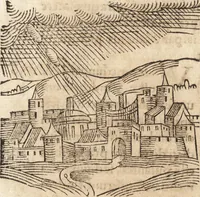 An illustration from Prodigiorvm ac ostentorvm chronicon : quae praeter naturae ordinem, motum, et operationem, et in svperioribus & his inferioribus mundi regionibus, ab exordio mundi usque ad haec nostra tempora, acciderunt ... (1557)