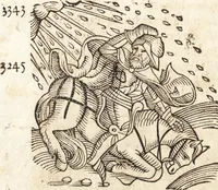 An illustration from Prodigiorvm ac ostentorvm chronicon : quae praeter naturae ordinem, motum, et operationem, et in svperioribus & his inferioribus mundi regionibus, ab exordio mundi usque ad haec nostra tempora, acciderunt ... (1557)