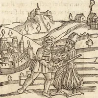 An illustration from Prodigiorvm ac ostentorvm chronicon : quae praeter naturae ordinem, motum, et operationem, et in svperioribus & his inferioribus mundi regionibus, ab exordio mundi usque ad haec nostra tempora, acciderunt ... (1557)