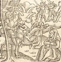 An illustration from Prodigiorvm ac ostentorvm chronicon : quae praeter naturae ordinem, motum, et operationem, et in svperioribus & his inferioribus mundi regionibus, ab exordio mundi usque ad haec nostra tempora, acciderunt ... (1557)