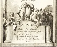 An illustration from Catalogue d'une riche collection de tableaux des maîtres les plus célèbres des trois écoles, dessins aussi des plus grands maîtres, sous verre & en feuilles, bronzes, marbres, terre cuite du Quesnoi, de Bouchardon, &c., pierres gravées antiques, pendules, montres, & bijoux, & autres objets curieux qui composent le cabinet de feu Son Altesse Sérénissime Monseigneur le prince de Conti, prince du sang, & grand prieur de France (1777)