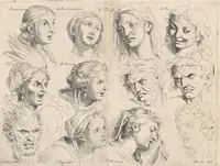 An illustration from Sentimens des plus habiles peintres du tems, sur la pratique de la peinture et sculpture : recueillis & mis en tables de preceptes, avec six discours academiques, extraits des conferences tenuës en l'Academie Royale desdits arts ... par Henry Testelin, peintre du roi, professeur & secretaire en ladite Academie (1680)