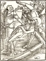 An illustration from Speculum passionis Domini Nostri Ihesu Christi : in quo relucẽt hec omnia singulariter vere & absolute, puta omnis p[er]fectio yerarchie, omniũ fidelium beatitudo, omnes virtutes, dona, fructus, et spiritualiũ bonorũ omnium efficacia, quod in fine prime partis huius speculi manifestissime cõprobat̃ (1507)