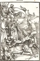 An illustration from Speculum passionis Domini Nostri Ihesu Christi : in quo relucẽt hec omnia singulariter vere & absolute, puta omnis p[er]fectio yerarchie, omniũ fidelium beatitudo, omnes virtutes, dona, fructus, et spiritualiũ bonorũ omnium efficacia, quod in fine prime partis huius speculi manifestissime cõprobat̃ (1507)