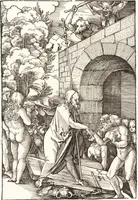 An illustration from Speculum passionis Domini Nostri Ihesu Christi : in quo relucẽt hec omnia singulariter vere & absolute, puta omnis p[er]fectio yerarchie, omniũ fidelium beatitudo, omnes virtutes, dona, fructus, et spiritualiũ bonorũ omnium efficacia, quod in fine prime partis huius speculi manifestissime cõprobat̃ (1507)