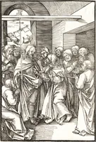 An illustration from Speculum passionis Domini Nostri Ihesu Christi : in quo relucẽt hec omnia singulariter vere & absolute, puta omnis p[er]fectio yerarchie, omniũ fidelium beatitudo, omnes virtutes, dona, fructus, et spiritualiũ bonorũ omnium efficacia, quod in fine prime partis huius speculi manifestissime cõprobat̃ (1507)