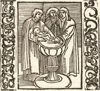 An illustration from Speculum passionis Domini Nostri Ihesu Christi : in quo relucẽt hec omnia singulariter vere & absolute, puta omnis p[er]fectio yerarchie, omniũ fidelium beatitudo, omnes virtutes, dona, fructus, et spiritualiũ bonorũ omnium efficacia, quod in fine prime partis huius speculi manifestissime cõprobat̃ (1507)