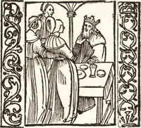 An illustration from Speculum passionis Domini Nostri Ihesu Christi : in quo relucẽt hec omnia singulariter vere & absolute, puta omnis p[er]fectio yerarchie, omniũ fidelium beatitudo, omnes virtutes, dona, fructus, et spiritualiũ bonorũ omnium efficacia, quod in fine prime partis huius speculi manifestissime cõprobat̃ (1507)