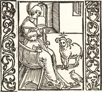 An illustration from Speculum passionis Domini Nostri Ihesu Christi : in quo relucẽt hec omnia singulariter vere & absolute, puta omnis p[er]fectio yerarchie, omniũ fidelium beatitudo, omnes virtutes, dona, fructus, et spiritualiũ bonorũ omnium efficacia, quod in fine prime partis huius speculi manifestissime cõprobat̃ (1507)