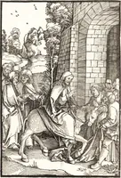 An illustration from Speculum passionis Domini Nostri Ihesu Christi : in quo relucẽt hec omnia singulariter vere & absolute, puta omnis p[er]fectio yerarchie, omniũ fidelium beatitudo, omnes virtutes, dona, fructus, et spiritualiũ bonorũ omnium efficacia, quod in fine prime partis huius speculi manifestissime cõprobat̃ (1507)