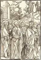 An illustration from Speculum passionis Domini Nostri Ihesu Christi : in quo relucẽt hec omnia singulariter vere & absolute, puta omnis p[er]fectio yerarchie, omniũ fidelium beatitudo, omnes virtutes, dona, fructus, et spiritualiũ bonorũ omnium efficacia, quod in fine prime partis huius speculi manifestissime cõprobat̃ (1507)